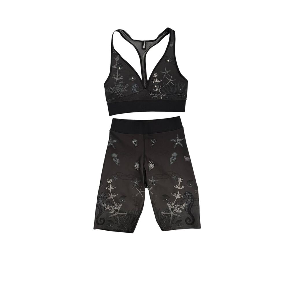 Ultracor Women's Small Seaside Sports Bra Bike Shorts Set NWOT